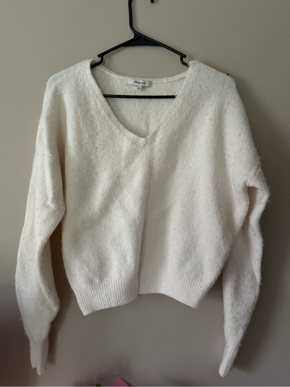 Madewell Soft V-Neck Women's Sweater in Cream